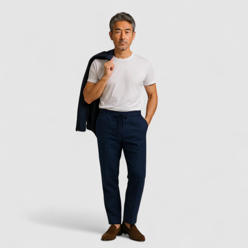 MONRO 通気性のあるコットンリネンパンツ