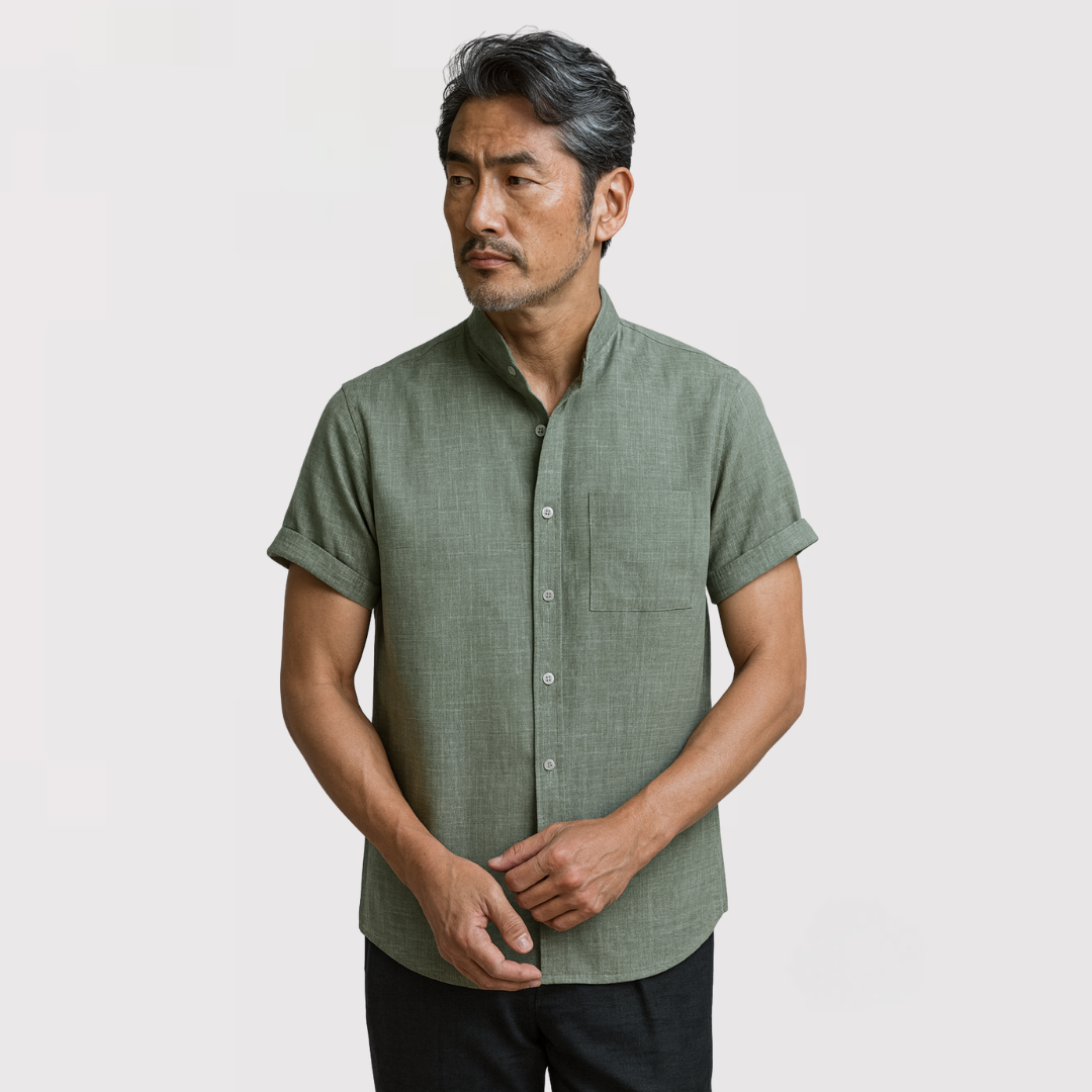 TIMO 通気性のあるリネン混紡シャツ