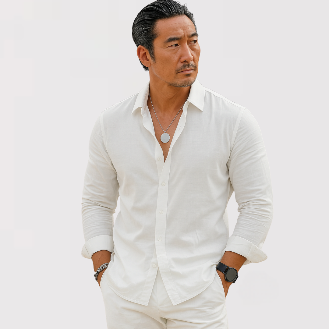 ORIVIE 着心地の良い長袖リネンシャツ