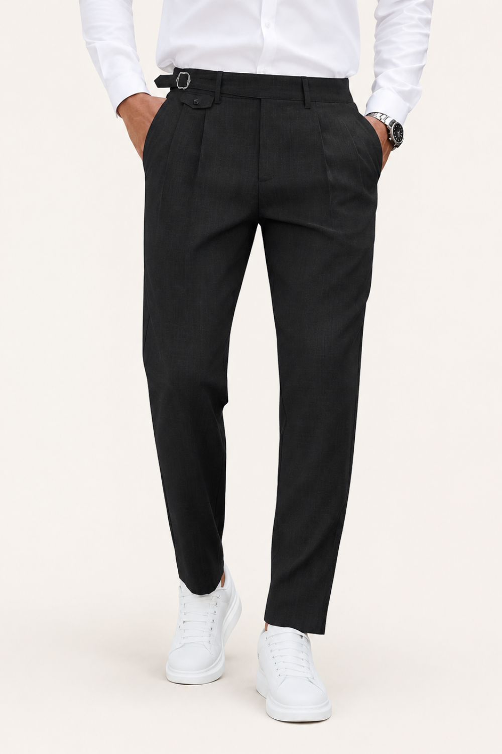 Corso プリーツ ストレート リネントラウザーズ