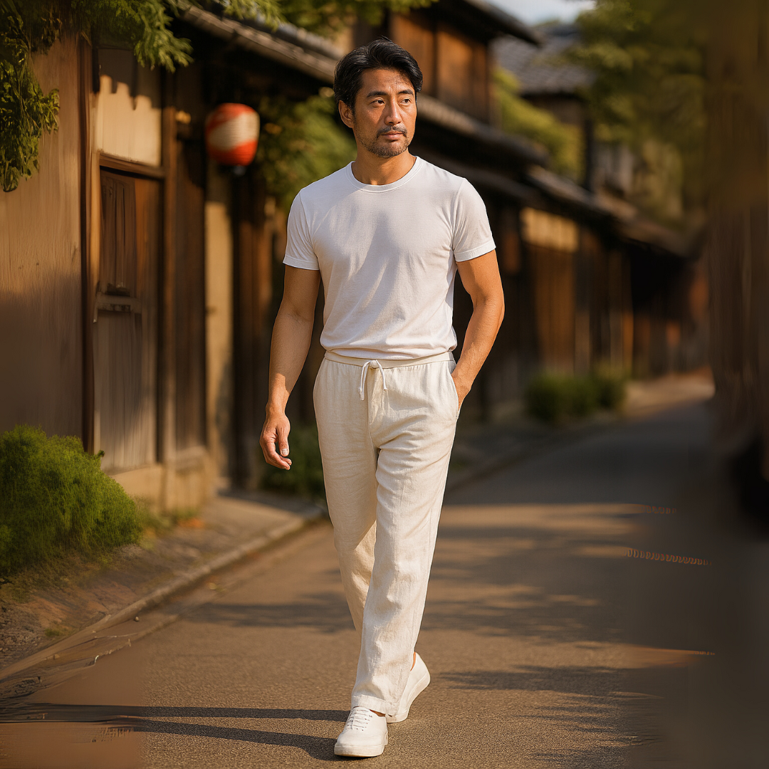 MONRO 通気性のあるコットンリネンパンツ
