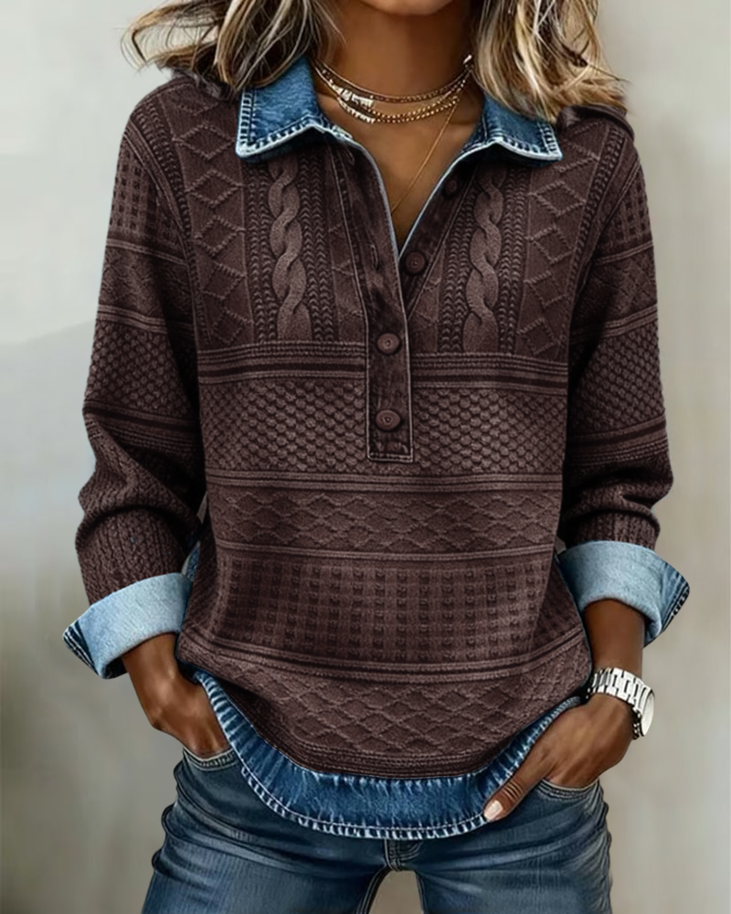 Orisei - テクスチャード フロントボタンシャツ