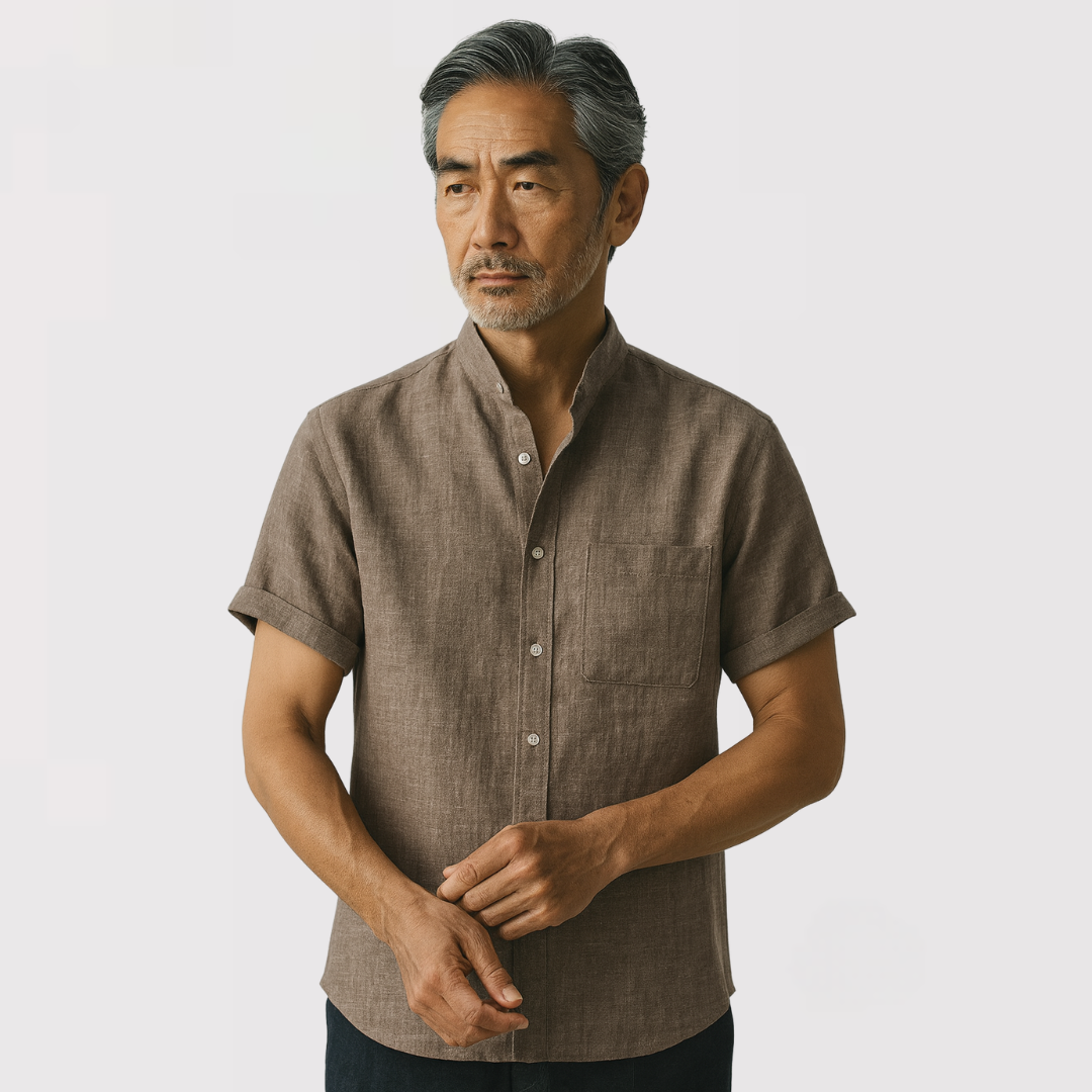 TIMO 通気性のあるリネン混紡シャツ