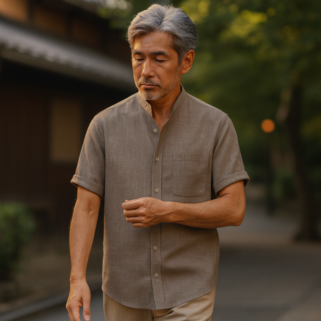 TIMO 通気性のあるリネン混紡シャツ