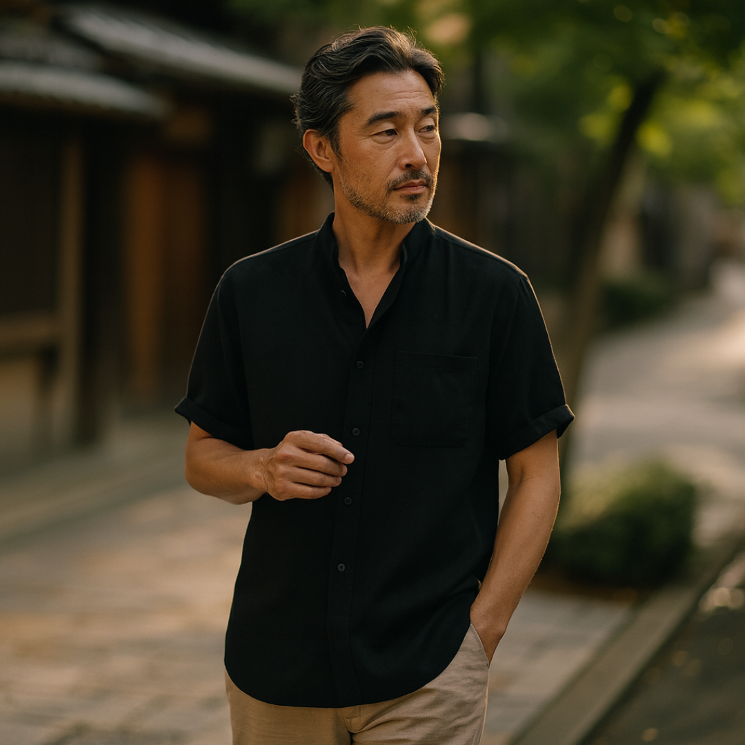TIMO 通気性のあるリネン混紡シャツ