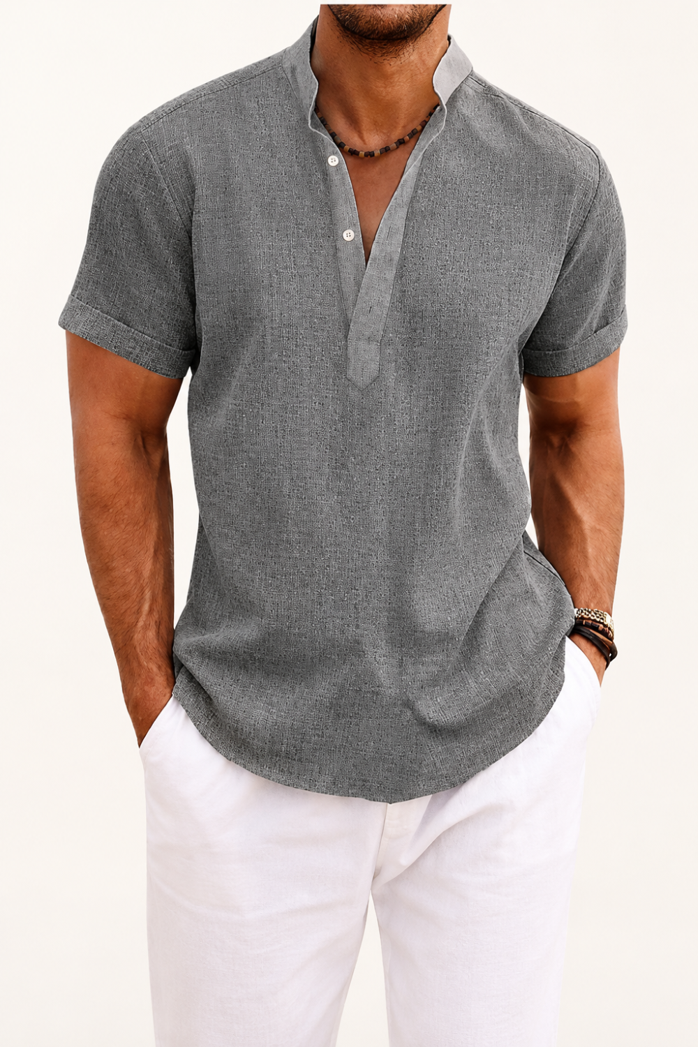 FURAVI | コットンリネンヘンリーネック
