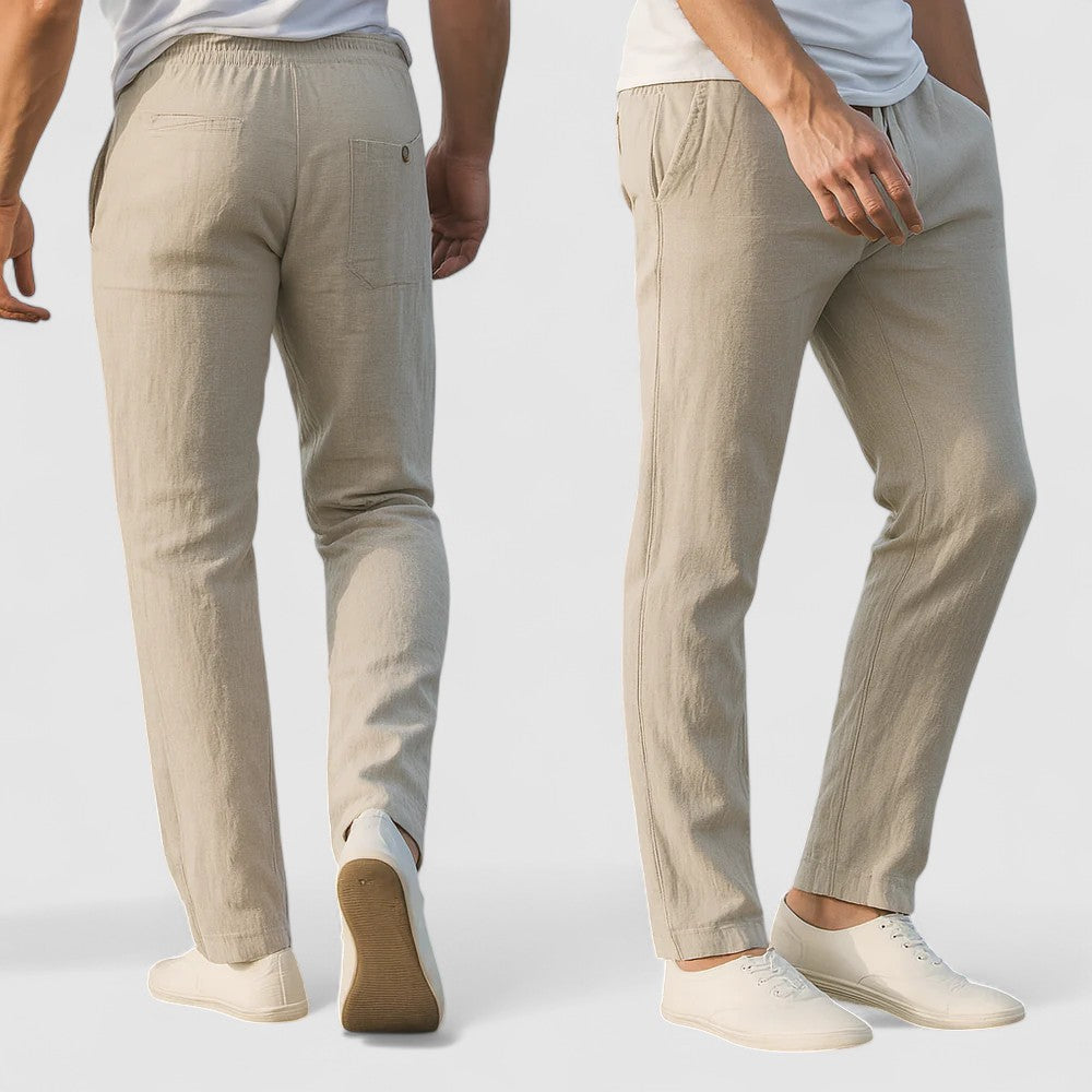 MONRO 通気性のあるコットンリネンパンツ