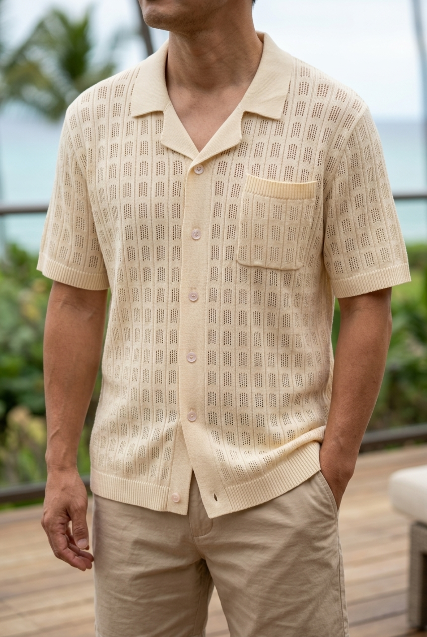 Bali オープンニット リゾートシャツ